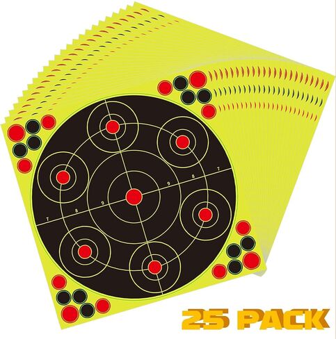 أهداف رش مقاس 12 × 12 بوصة للرماية - ملصقات أهداف إطلاق النار بردود فعل الفلورسنت التفاعلية مع دعامة لاصقة ورقع إصلاح - مثالية للتدريب والممارسة in Kuwait