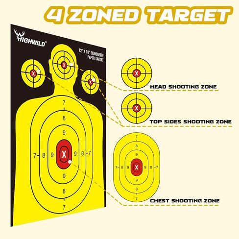هدف ورقي للصور الظلية من Highwild Shooting Range - 12X18 بوصة - داخلي وخارجي in Saudi Arabia