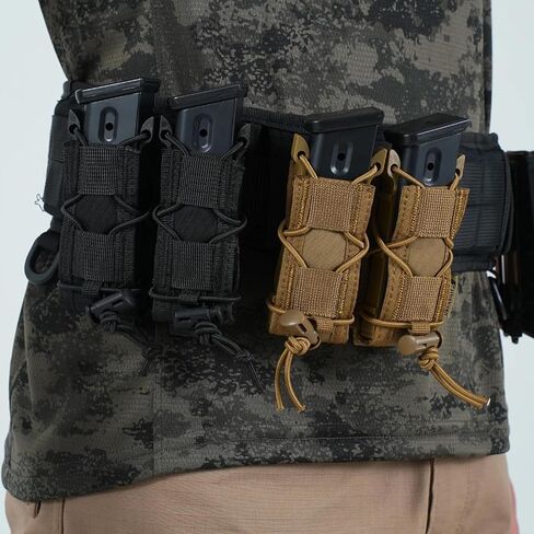 Pistol Double Magazine Holster, Double 9mm Mag Pouch,Velcro Wrap Belt Holder for 9MM/Glock/Single/Dual Stack Gun Magazines Pouches in Kuwait