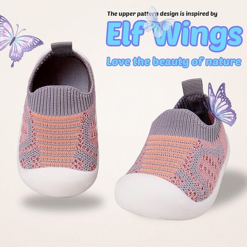 Toddler First Walking Safer Non-Slip Lightweight Wide Tennis Shoes Baby Slip on Breathable Sock Sneakers Infant Mesh Knitted Elastic Soft Sole Indoor Shoes 1-4 Years Boy Girls Outdoor Walkers Shoes in Saudi Arabia