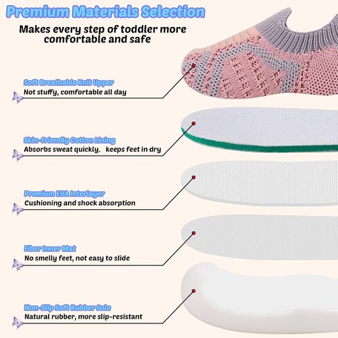 Toddler First Walking Safer Non-Slip Lightweight Wide Tennis Shoes Baby Slip on Breathable Sock Sneakers Infant Mesh Knitted Elastic Soft Sole Indoor Shoes 1-4 Years Boy Girls Outdoor Walkers Shoes in Saudi Arabia