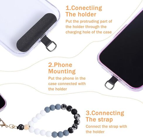 2 Silicone Beaded Phone Wrist Strap Cute Elastic Cellphone Wristlet Phone Bracelet Strap with Tether Tab Elastic Cellphone Lanyard Chain String Keychain Decor for Wallet Accessories in Saudi Arabia