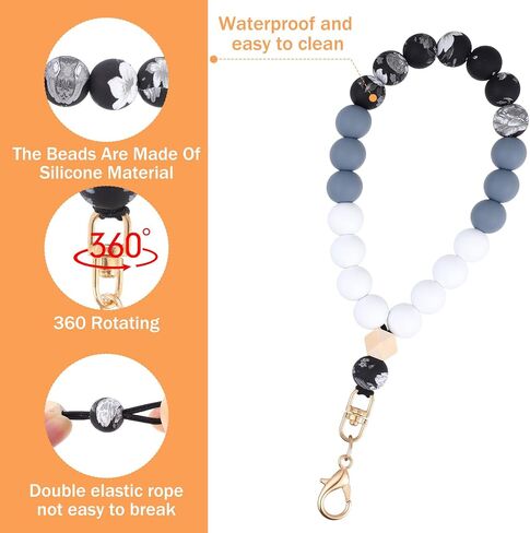 2 Silicone Beaded Phone Wrist Strap Cute Elastic Cellphone Wristlet Phone Bracelet Strap with Tether Tab Elastic Cellphone Lanyard Chain String Keychain Decor for Wallet Accessories in Saudi Arabia