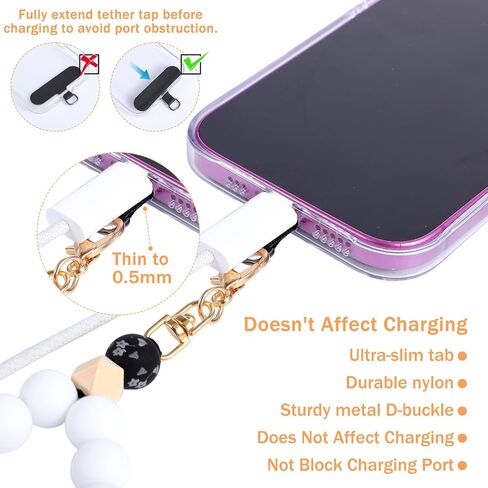 2 Silicone Beaded Phone Wrist Strap Cute Elastic Cellphone Wristlet Phone Bracelet Strap with Tether Tab Elastic Cellphone Lanyard Chain String Keychain Decor for Wallet Accessories in Saudi Arabia