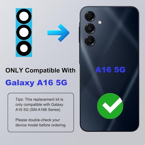 3 قطع غيار لعدسات الكاميرا الخلفية متوافقة مع سلسلة Galaxy A16 5G SM-A166، تتضمن الدليل ومجموعة الأدوات in Saudi Arabia
