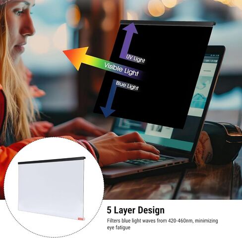 Asixxsix 15.6 Inch Blue Light Blocking Screen Protector, 5 Layer Design Filters 61% Blue Light with Detachable No Tape Installation, for 16:9 Aspect Ratio Laptop Computer Monitor in Saudi Arabia