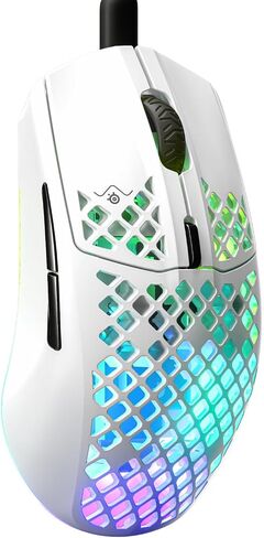 SteelSeries Aerox 3 - ماوس ألعاب خفيف للغاية - مستشعر بصري TrueMove Core 8,500 CPI - تصميم مقاوم للماء خفيف الوزن للغاية 59 جرام - اتصال USB-C عالمي - ثلج (متجدد) in Kuwait