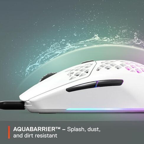 SteelSeries Aerox 3 - ماوس ألعاب خفيف للغاية - مستشعر بصري TrueMove Core 8,500 CPI - تصميم مقاوم للماء خفيف الوزن للغاية 59 جرام - اتصال USB-C عالمي - ثلج (متجدد) in Kuwait