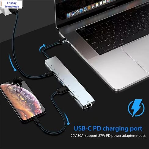 USB C Hub Docking Station, 8 in 1 Type C Hub USB C Dongle with HDMI 4K@60Hz, RJ45 Ethernet,100W Power Delivery, SD/TF Card Reader, 2 USB Ports, USB Type C Hub for for MacBook, iPad & Chromebook in Saudi Arabia