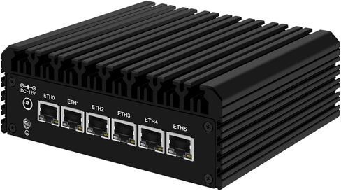 HUNSN Micro Firewall Appliance، كمبيوتر صغير، OPNsense، VPN، جهاز توجيه PC، J6412، RJ14، AES-NI، 6 x 2.5GbE I226-V LAN، وحدة تحكم، HDMI، GPIO، فتحة SIM، 4G RAM، 32G SSD in Kuwait