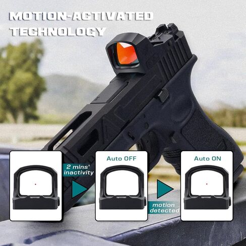 Sirius Red Dot Sight، 3 مناظير MOA Micro Open Reflex مع تنبيه بالاهتزاز لقطع RMR، متينة مقاومة للماء وخالية من اختلاف المنظر in Kuwait