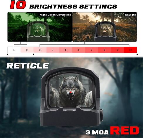 Sirius Red Dot Sight، 3 مناظير MOA Micro Open Reflex مع تنبيه بالاهتزاز لقطع RMR، متينة مقاومة للماء وخالية من اختلاف المنظر in Kuwait