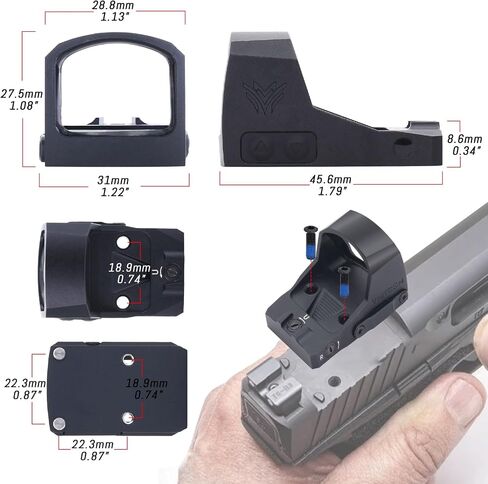 Sirius Red Dot Sight، 3 مناظير MOA Micro Open Reflex مع تنبيه بالاهتزاز لقطع RMR، متينة مقاومة للماء وخالية من اختلاف المنظر in Kuwait
