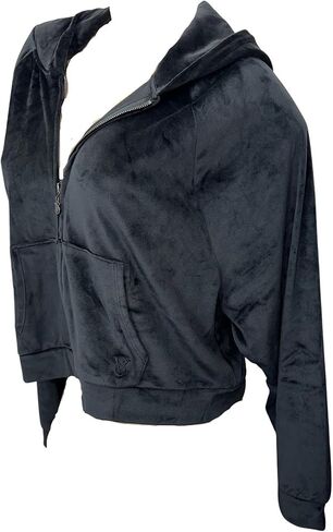 Victoria's Secret Velour Full-Zip Hoodie Color Black New (US, Alpha, X-Large, Regular, Regular, Pure Black) in Saudi Arabia