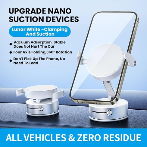Vacuum Magnetic Phone Holder for You Car 360° Rotatable Vacuum Magnetic Phone Mount with Clamp Foldable Car Phone Holder with Strong Suction Cup Magnetic Car Mount for iPhone All Cell Phones (Black) in Saudi Arabia