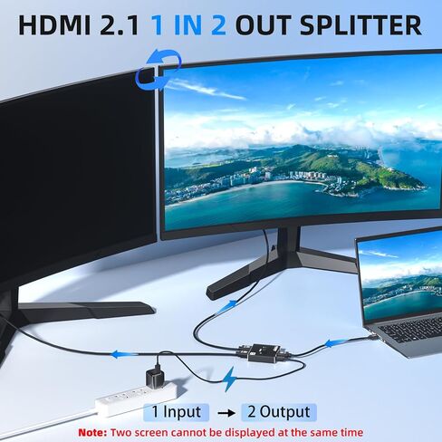 8K HDMI 2.1 Switch Bi-Directional - 2 in 1 Out Switcher/1 in 2 Splitter Supports 8K@60Hz & 4K@60Hz, 48Gbps, 4:4:4bit,UlrtaHD High Resolution Switch Between 2 Inputs or Toggle Displays in Saudi Arabia