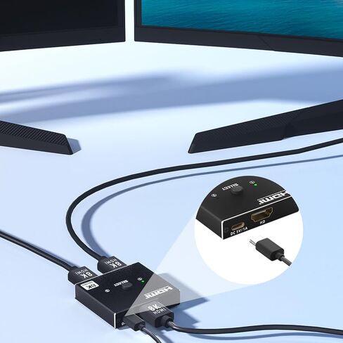 8K HDMI 2.1 Switch Bi-Directional - 2 in 1 Out Switcher/1 in 2 Splitter Supports 8K@60Hz & 4K@60Hz, 48Gbps, 4:4:4bit,UlrtaHD High Resolution Switch Between 2 Inputs or Toggle Displays in Saudi Arabia