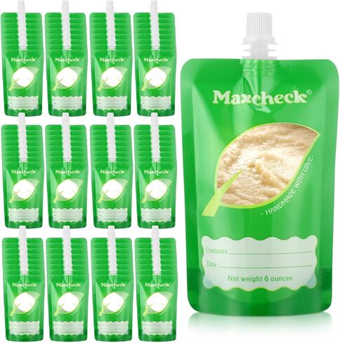 Maxcheck 200 Pcs Disposable Baby Food Storage Pouches 6 oz Squeeze Pouches Bulk Baby Food Pouches Green Pouch Filler Baby Food Storage Containers for Toddlers Babies, Applesauce Yogurt and Puree in Saudi Arabia