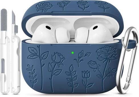 حافظة AirPods Pro 3 2025 تأتي مع مجموعة أدوات تنظيف، تصميم نمط نحت الورد، غطاء حماية سيليكون ناعم لطيف للنساء البنات - وردي in Kuwait
