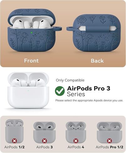 حافظة AirPods Pro 3 2025 تأتي مع مجموعة أدوات تنظيف، تصميم نمط نحت الورد، غطاء حماية سيليكون ناعم لطيف للنساء البنات - وردي in Kuwait
