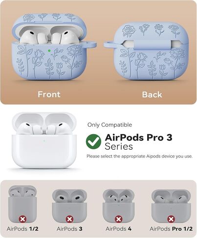 حافظة AirPods Pro 3 2025 تأتي مع مجموعة أدوات تنظيف، تصميم نمط نحت الورد، غطاء حماية سيليكون ناعم لطيف للنساء البنات - وردي in Kuwait