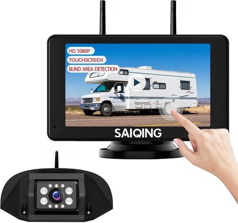 RV Wireless Backup Camera System BSD, Rear View Camera with Monitor for Rvs Trucks Trailer Camper, 7 Inch IPS Touchscreen, Night Vision, 1080P, Loop Recording,Sound Alert, Wide View Angel in Saudi Arabia