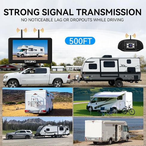RV Wireless Backup Camera System BSD, Rear View Camera with Monitor for Rvs Trucks Trailer Camper, 7 Inch IPS Touchscreen, Night Vision, 1080P, Loop Recording,Sound Alert, Wide View Angel in Saudi Arabia
