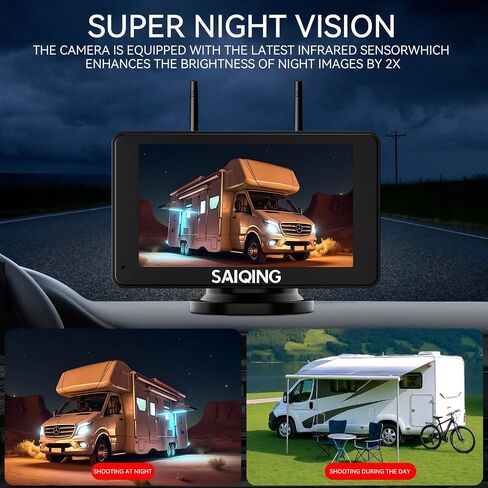 RV Wireless Backup Camera System BSD, Rear View Camera with Monitor for Rvs Trucks Trailer Camper, 7 Inch IPS Touchscreen, Night Vision, 1080P, Loop Recording,Sound Alert, Wide View Angel in Saudi Arabia