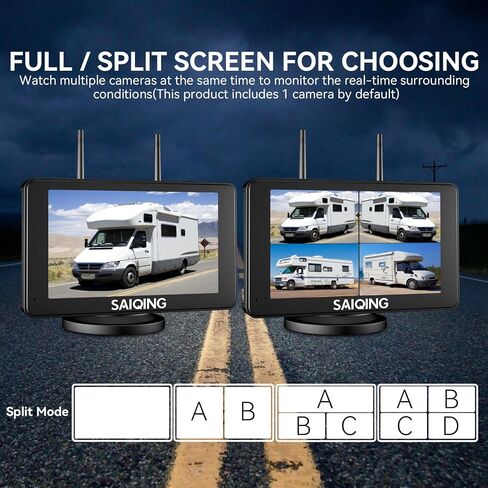 RV Wireless Backup Camera System BSD, Rear View Camera with Monitor for Rvs Trucks Trailer Camper, 7 Inch IPS Touchscreen, Night Vision, 1080P, Loop Recording,Sound Alert, Wide View Angel in Saudi Arabia