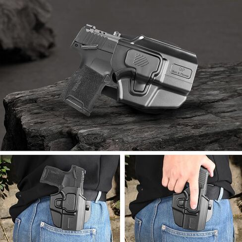 Universal OWB Holster for G43X/G48 MOS, Shield Plus, P365 XL/P365, Glock 26 27, RDS Compatible, Fits Sub-Compact 9mm Pistols Like G3C, Hellcat Pro, Index Finger Release, Adjustable Cant, Right Hand in Saudi Arabia