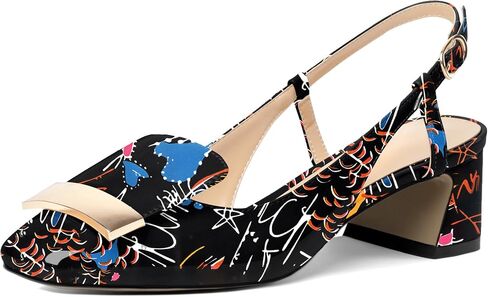 Joseywade النساء Slingback كتلة منخفضة صندل بكعب مكتنز مضخات مغلقة ساحة تو فستان أحذية 2 بوصة الصنادل بكعب مع حزام قابل للتعديل in Kuwait