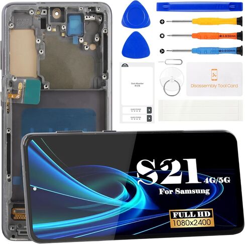 TFT لهاتف Samsung Galaxy S21 5G شاشة LCD بديلة لهاتف Samsung Galaxy S21 4G SM-G991B SM-G991U SM-G991N مجموعة قطع غيار رقمية تعمل باللمس SM-G9910 مع إطار (بدون بصمة) (أسود) in Kuwait