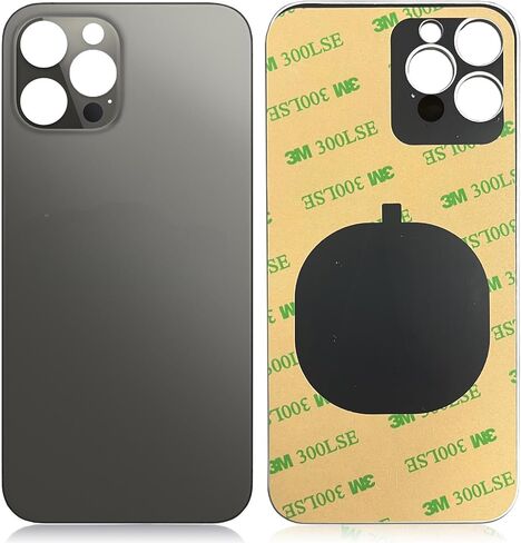 زجاج خلفي متوافق مع iPhone 12 Pro (A2341 A2406 A2408 A2407) جميع شركات النقل بدون مجموعة أدوات إصلاح (لـ 12 Pro Black) (أسود) in Kuwait