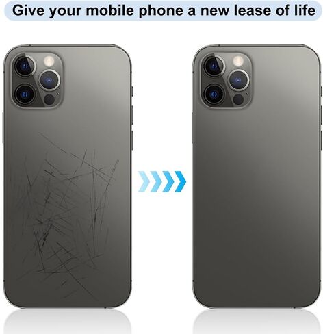 زجاج خلفي متوافق مع iPhone 12 Pro (A2341 A2406 A2408 A2407) جميع شركات النقل بدون مجموعة أدوات إصلاح (لـ 12 Pro Black) (أسود) in Kuwait