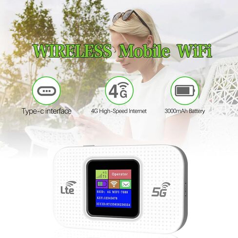 مودم واي فاي 4G LTE، راوتر محمول، حتى 300 ميجابت في الثانية، يربط 10 أجهزة، يعمل بمنفذ USB، فتحة بطاقة SIM، تشفير واي فاي، للهاتف، الكمبيوتر اللوحي، الكمبيوتر المحمول، التلفزيون in Kuwait