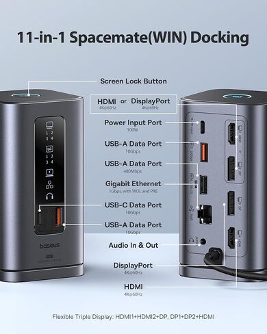 محطة إرساء Baseus Spacemate (Win) 11 في 1 وشاحن Baseus Picogo 100W USB C in Kuwait