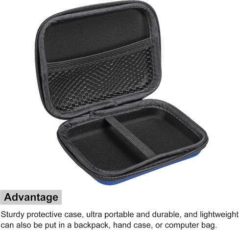 Portable Storage Carrying Bag Shockproof Blue 4.21 x 3.15 x 1.38 Inch for Earbuds USB Cable Hard Drive in Saudi Arabia