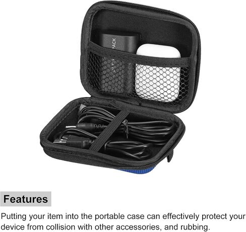 Portable Storage Carrying Bag Shockproof Blue 4.21 x 3.15 x 1.38 Inch for Earbuds USB Cable Hard Drive in Saudi Arabia