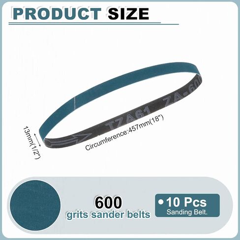 HARFINGTON 1/2 x 24 Inch Sanding Belts, 10 Pcs 60 Grit Zirconia Abrasive Belt Sander File Belt for Woodworking, Metal Polishing, Knife Sharpener in Saudi Arabia