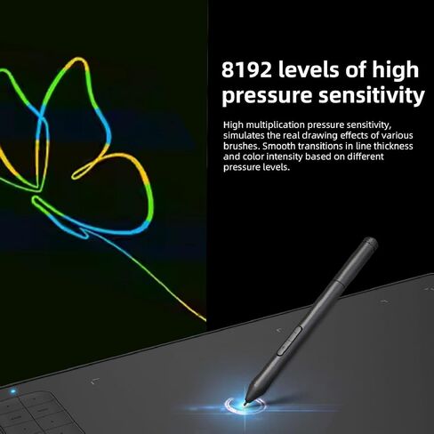 Dpofirs Drawing Tablet with 8192 Levels Pen, 10x6in Graphics Tablet 12 Shortcut Keys, Compatible with Android, Works with Illustrator, Black in Saudi Arabia