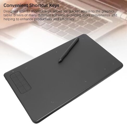 Dpofirs Drawing Tablet with 8192 Levels Pen, 10x6in Graphics Tablet 12 Shortcut Keys, Compatible with Android, Works with Illustrator, Black in Saudi Arabia