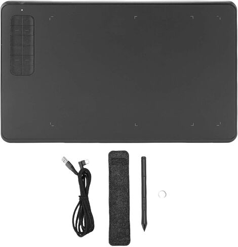 Dpofirs Drawing Tablet with 8192 Levels Pen, 10x6in Graphics Tablet 12 Shortcut Keys, Compatible with Android, Works with Illustrator, Black in Saudi Arabia