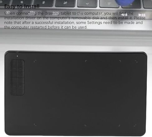 Dpofirs Drawing Tablet with 8192 Levels Pen, 10x6in Graphics Tablet 12 Shortcut Keys, Compatible with Android, Works with Illustrator, Black in Saudi Arabia