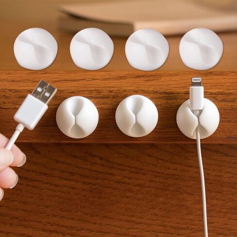 10PCS Desktop Cable Ties Portable Adhesive Cable Management Charger Wire Holder Clips Cord Organizers,1.5 * 0.6cm (White) in Saudi Arabia