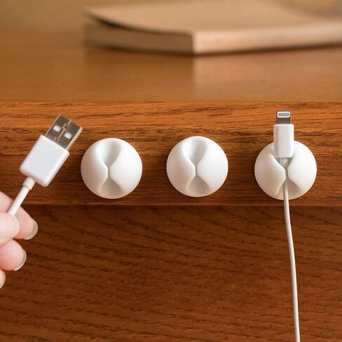 10PCS Desktop Cable Ties Portable Adhesive Cable Management Charger Wire Holder Clips Cord Organizers,1.5 * 0.6cm (White) in Saudi Arabia