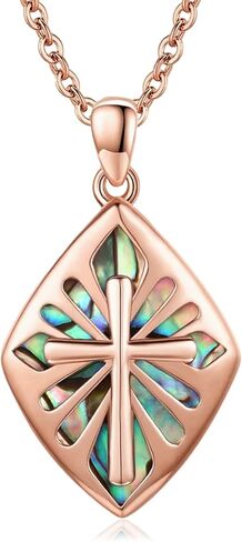 YEESIA Cross Necklace 925 Sterling Silver Necklaces Cross Abalone Shell Pendant Jewelry Religious Gift for Women Men Christmas Birthday Halloween Jewelry Gifts in Kuwait