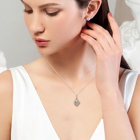 YEESIA Cross Necklace 925 Sterling Silver Necklaces Cross Abalone Shell Pendant Jewelry Religious Gift for Women Men Christmas Birthday Halloween Jewelry Gifts in Kuwait