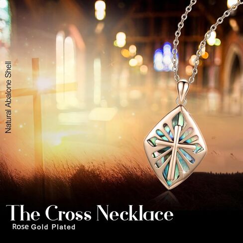 YEESIA Cross Necklace 925 Sterling Silver Necklaces Cross Abalone Shell Pendant Jewelry Religious Gift for Women Men Christmas Birthday Halloween Jewelry Gifts in Kuwait