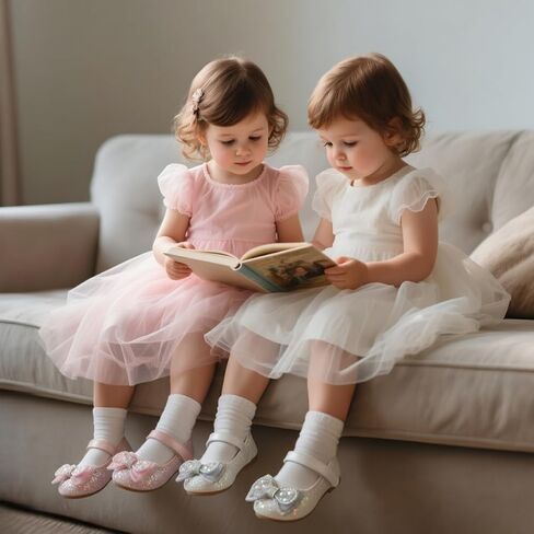 Bellocasa Mary Jane Little Girls Dress Shoes Toddler Baby Ballet Flats Flower Girls Wedding Party Bow Princess Kid Shoes in Saudi Arabia
