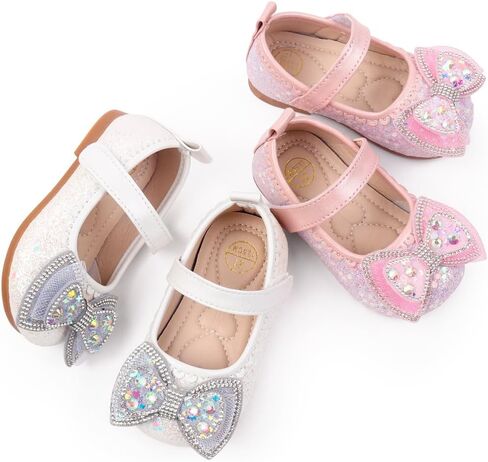 Bellocasa Mary Jane Little Girls Dress Shoes Toddler Baby Ballet Flats Flower Girls Wedding Party Bow Princess Kid Shoes in Saudi Arabia